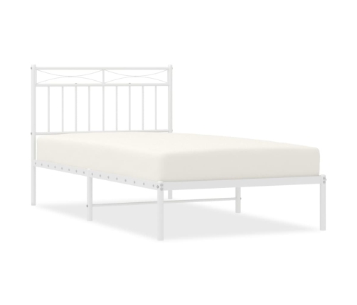 Estructura cama sin colchón con cabecero metal blanco 100x190cm