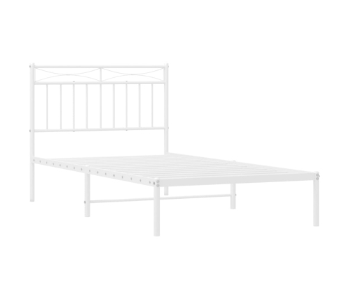 Estructura cama sin colchón con cabecero metal blanco 100x190cm