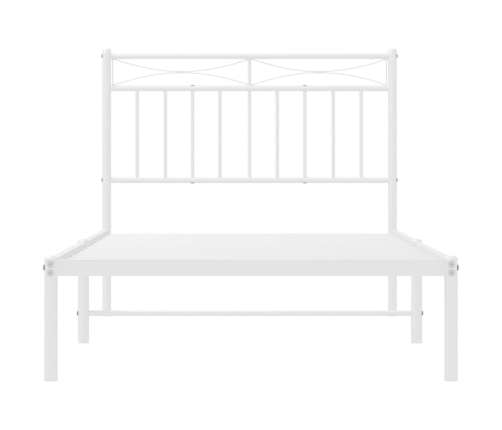 Estructura cama sin colchón con cabecero metal blanco 100x190cm