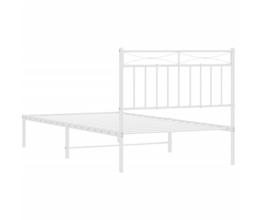 Estructura cama sin colchón con cabecero metal blanco 100x190cm