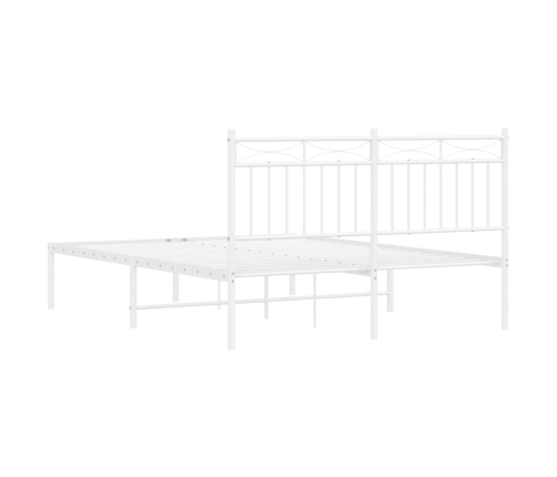 Estructura cama sin colchón con cabecero metal blanco 140x190cm