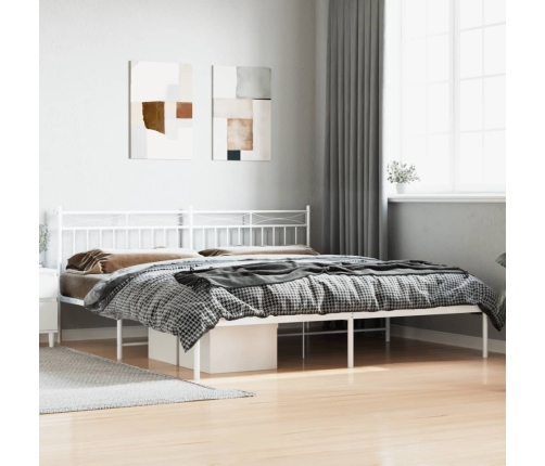 Estructura cama sin colchón con cabecero metal blanco 193x203cm