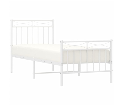 Estructura cama sin colchón con estribo metal blanco 75x190 cm