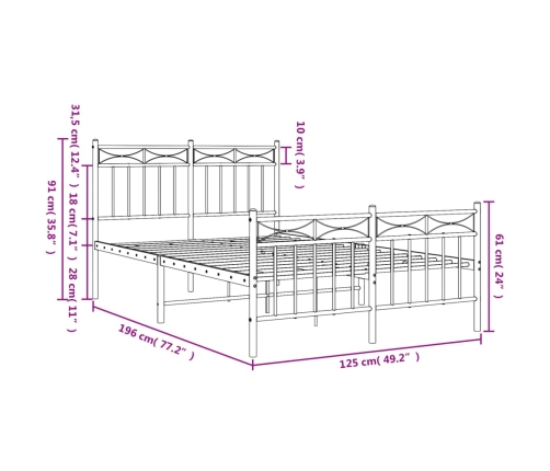 Estructura cama sin colchón con estribo metal blanco 120x190 cm