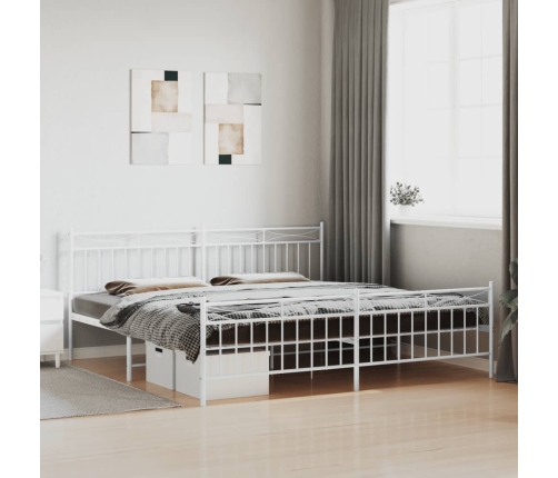 Estructura cama sin colchón con estribo metal blanco 193x203 cm