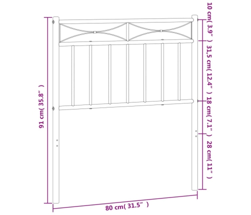 Cabecero de metal blanco 75 cm