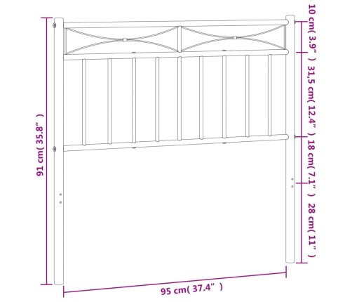 Cabecero de metal blanco 90 cm