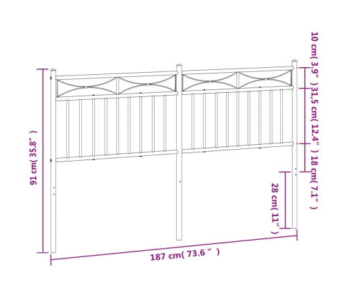 Cabecero de metal blanco 180 cm