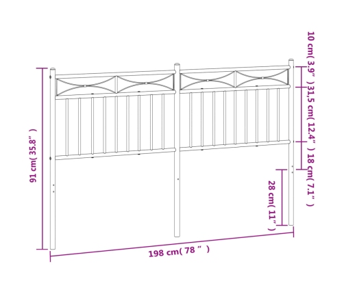 Cabecero de metal blanco 193 cm