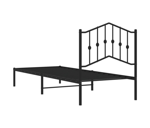 Estructura cama sin colchón con cabecero metal negro 80x200 cm