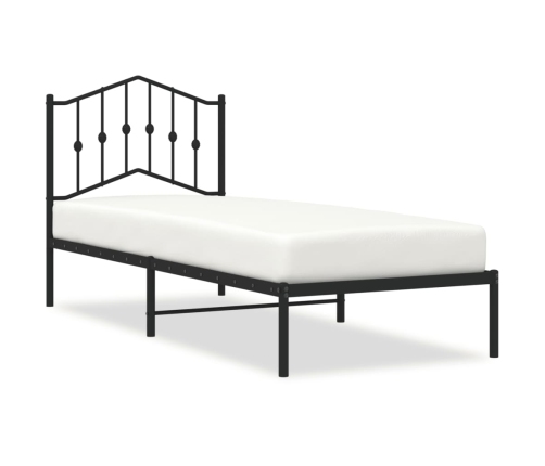 Estructura cama sin colchón con cabecero metal negro 90x190 cm