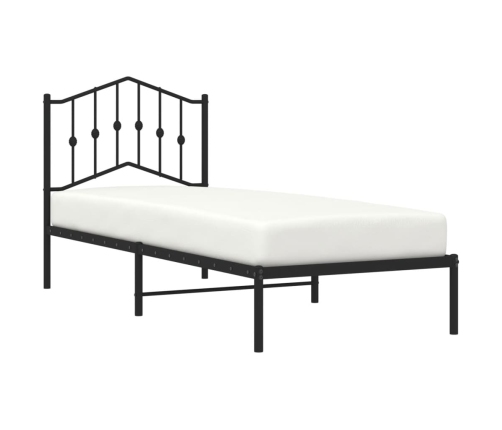 Estructura cama sin colchón con cabecero metal negro 90x190 cm