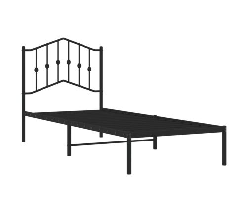 Estructura cama sin colchón con cabecero metal negro 90x190 cm