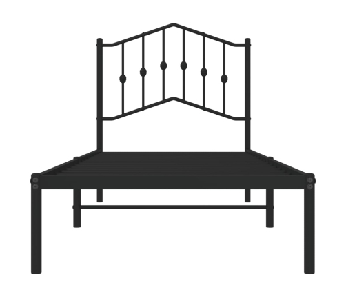 Estructura cama sin colchón con cabecero metal negro 90x190 cm