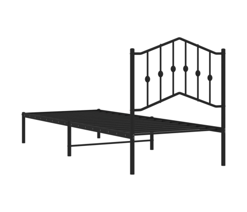 Estructura cama sin colchón con cabecero metal negro 90x200 cm