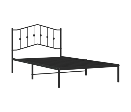 Estructura cama sin colchón con cabecero metal negro 100x200 cm