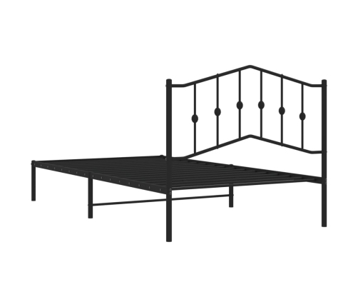 Estructura cama sin colchón con cabecero metal negro 100x200 cm