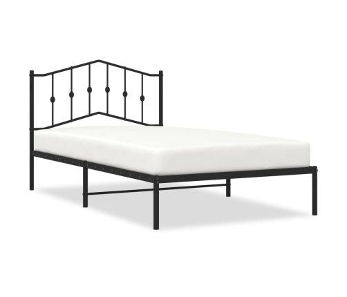 Estructura cama sin colchón con cabecero metal negro 107x203 cm