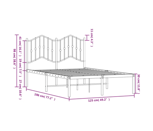 Estructura cama sin colchón con cabecero metal negro 120x190 cm