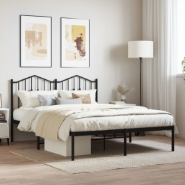 Estructura cama sin colchón con cabecero metal negro 140x200 cm