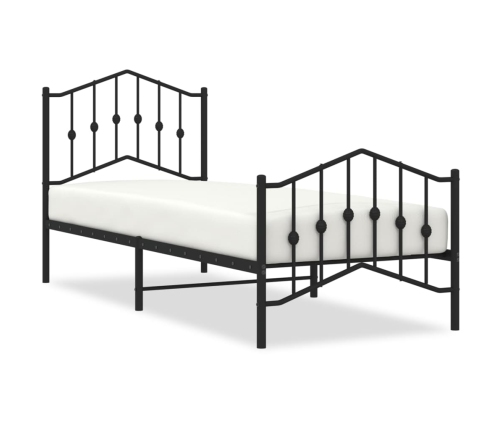 Estructura cama sin colchón con estribo metal negro 90x190 cm