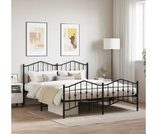 Estructura cama sin colchón con estribo metal negro 183x213 cm