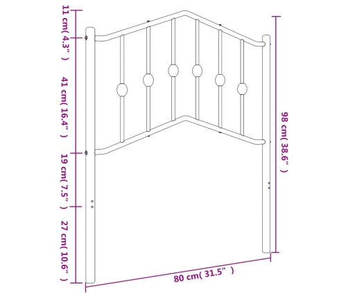 Cabecero de metal negro 75 cm