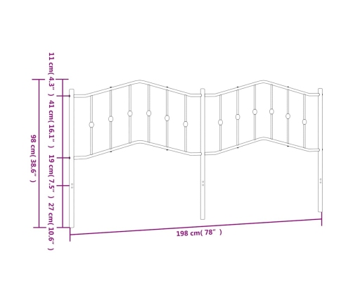 Cabecero de metal negro 193 cm