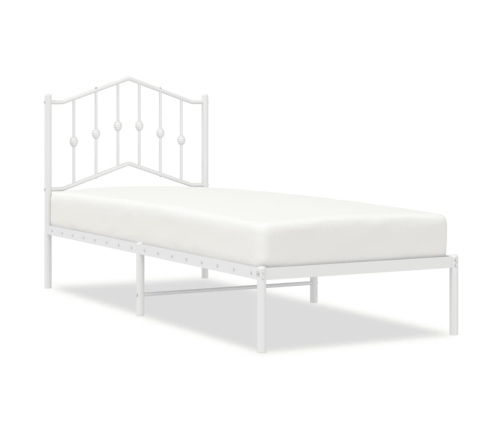 Estructura cama sin colchón con cabecero metal blanco 75x190 cm