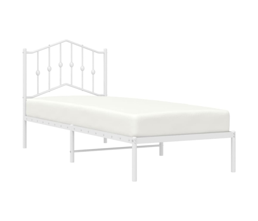Estructura cama sin colchón con cabecero metal blanco 75x190 cm