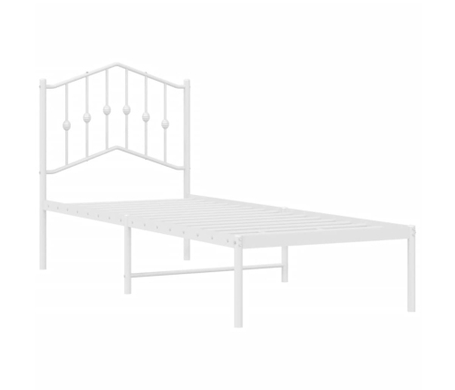 Estructura cama sin colchón con cabecero metal blanco 75x190 cm