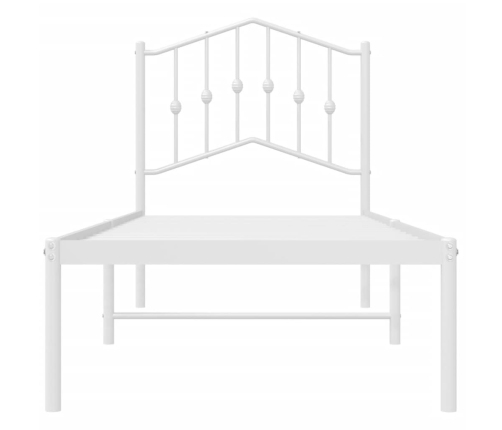 Estructura cama sin colchón con cabecero metal blanco 75x190 cm