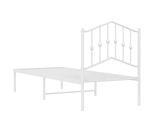 Estructura cama sin colchón con cabecero metal blanco 75x190 cm