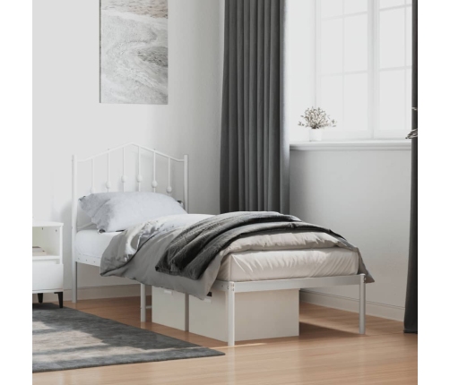 Estructura cama sin colchón con cabecero metal blanco 75x190 cm