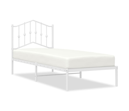 Estructura cama sin colchón con cabecero metal blanco 80x200 cm