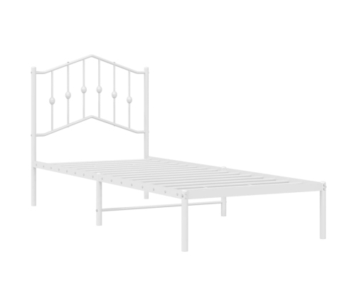 Estructura cama sin colchón con cabecero metal blanco 80x200 cm