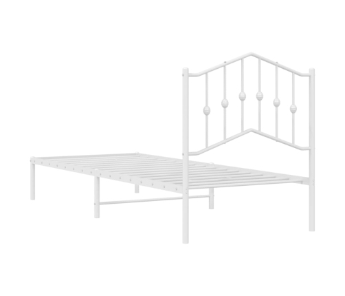 Estructura cama sin colchón con cabecero metal blanco 80x200 cm