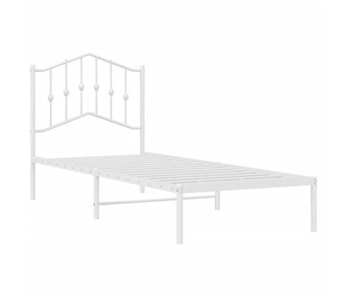 Estructura cama sin colchón con cabecero metal blanco 90x200 cm