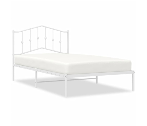 Estructura cama sin colchón con cabecero metal blanco 100x200cm