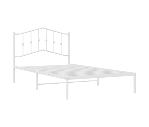 Estructura cama sin colchón con cabecero metal blanco 100x200cm