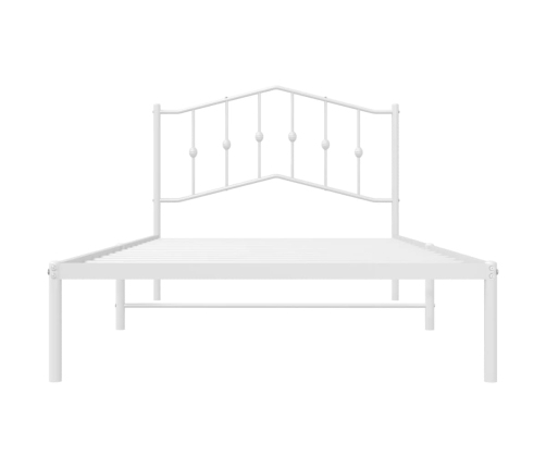 Estructura cama sin colchón con cabecero metal blanco 100x200cm