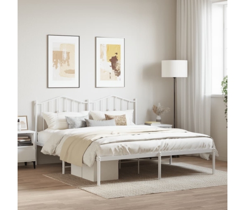 Estructura cama sin colchón con cabecero metal blanco 183x213cm