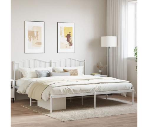 Estructura cama sin colchón con cabecero metal blanco 193x203cm