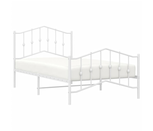 Estructura cama sin colchón con estribo metal blanco 100x190 cm