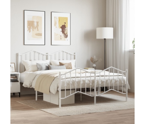 Estructura cama sin colchón con estribo metal blanco 135x190 cm