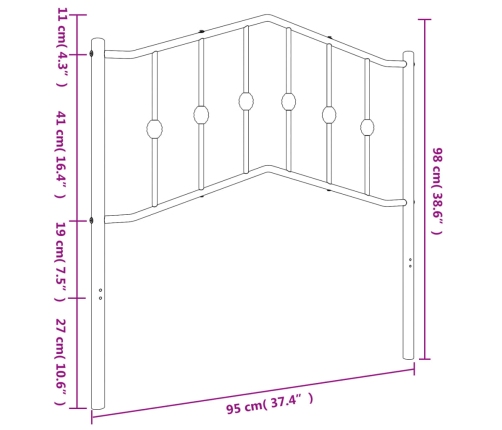 Cabecero de metal blanco 90 cm