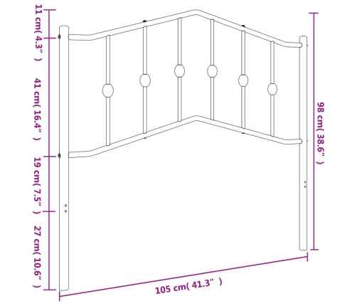 Cabecero de metal blanco 100 cm