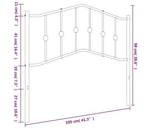 Cabecero de metal blanco 100 cm