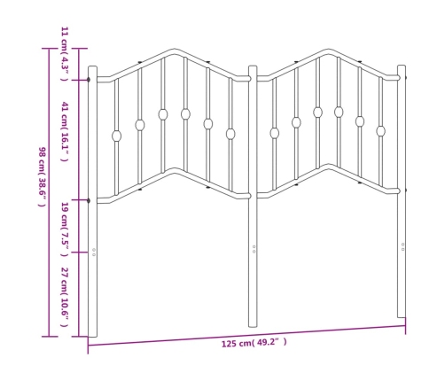 Cabecero de metal blanco 120 cm