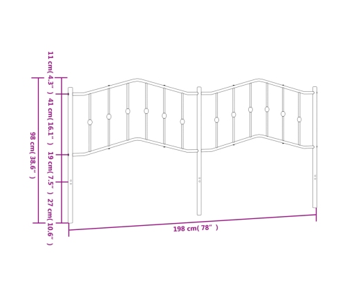 Cabecero de metal blanco 193 cm